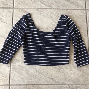 Striped quarter sleeve crop top by Abercrombie